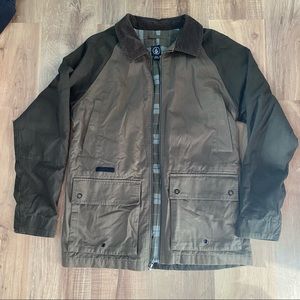 Volcom Kornered Jacket Medium Green Cotton Flannel Lined Full Zip Pockets